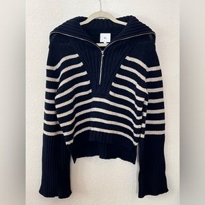 Goop Shand Half-Zip Striped Sweater small